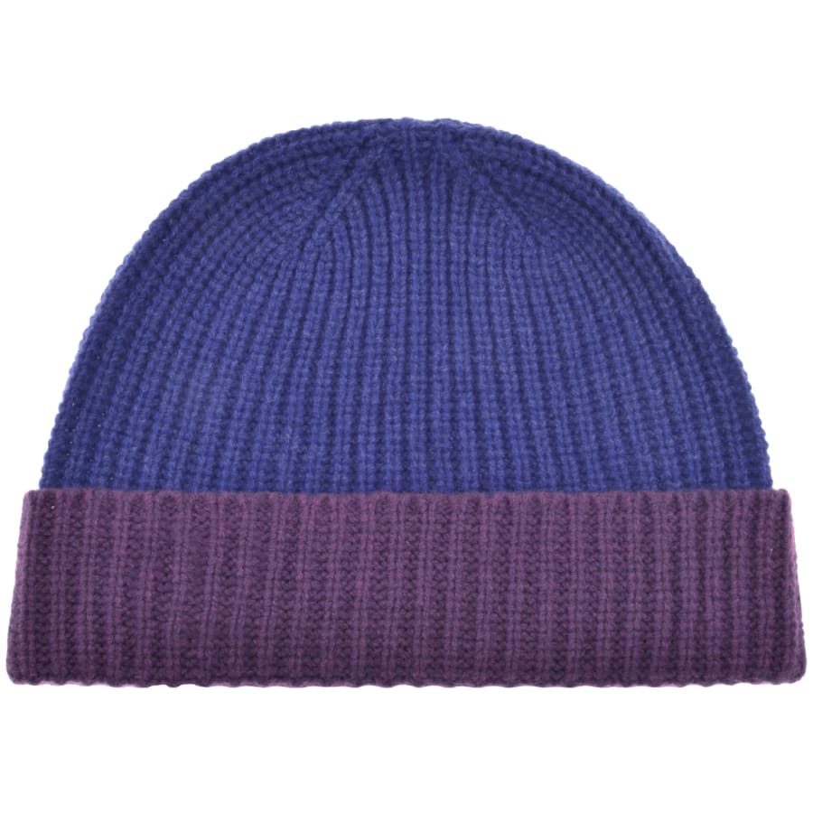 Paul Smith Rib Zebra Lambswool Beanie Hat Blue
